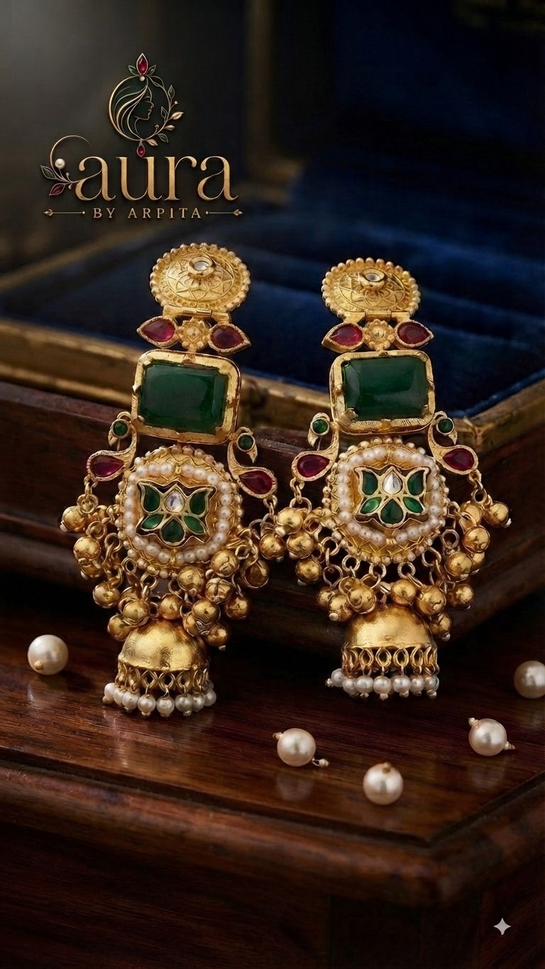 Rajwada Emerald Jhumkas ✨