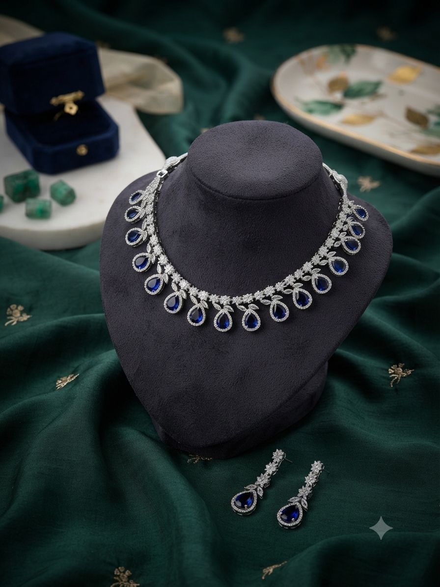 Royal Blue Crystal Elegance Necklace Set