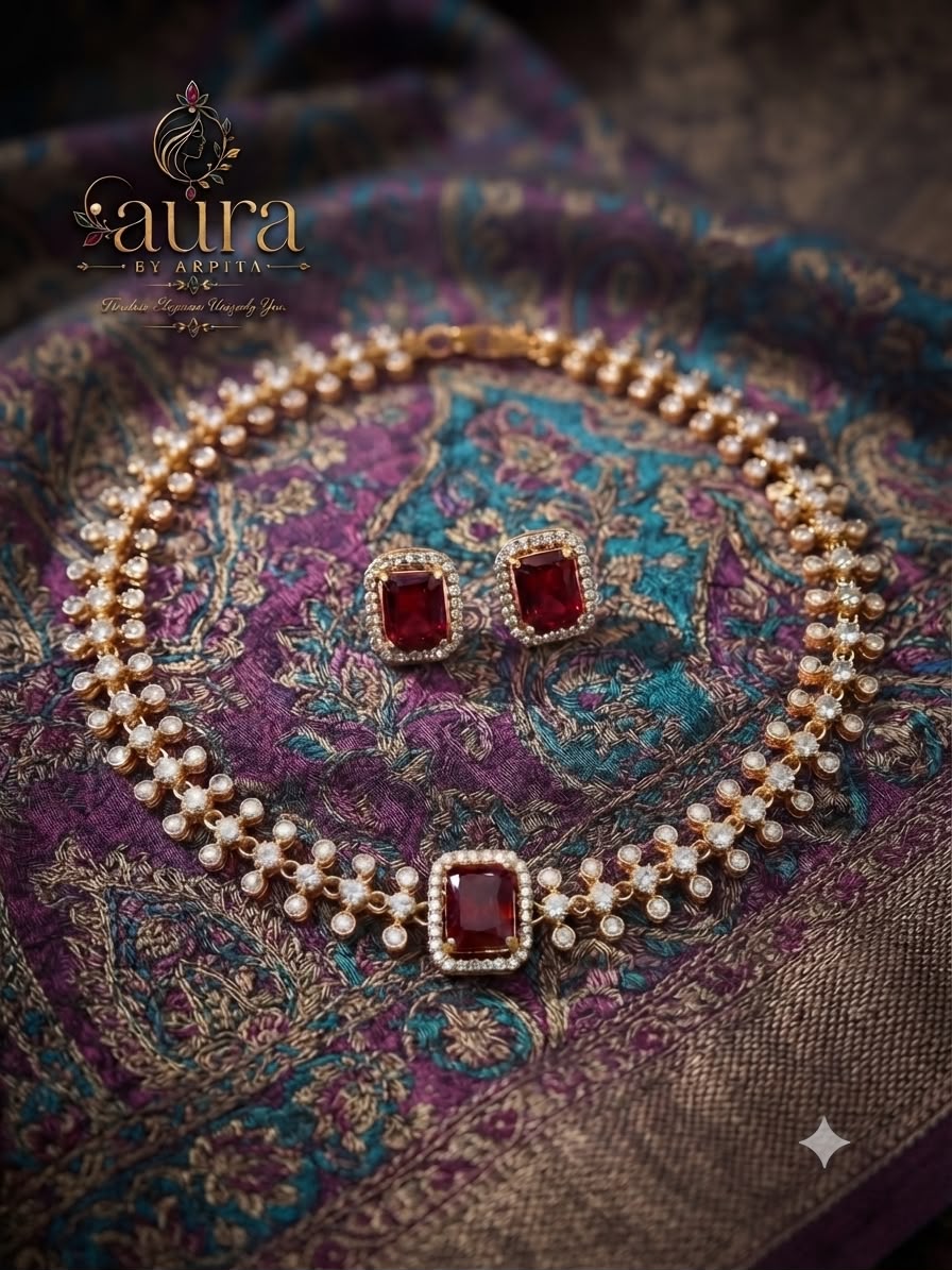 Royal Ruby CZ Choker Set
