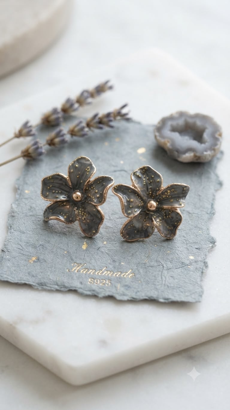 Midnight Bloom Handmade Earrings