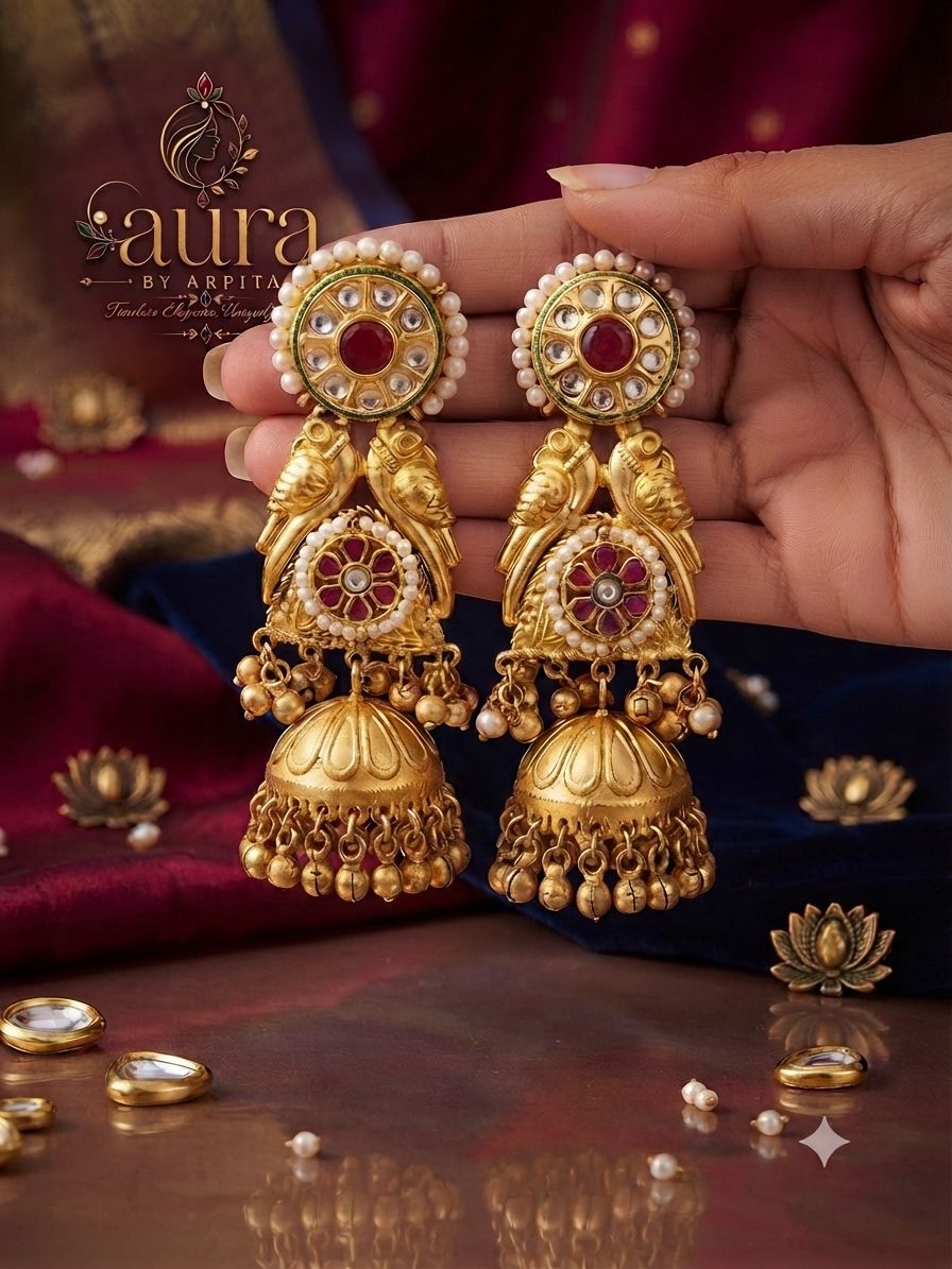 Rajwada Kundan Pearl Jhumkas ✨